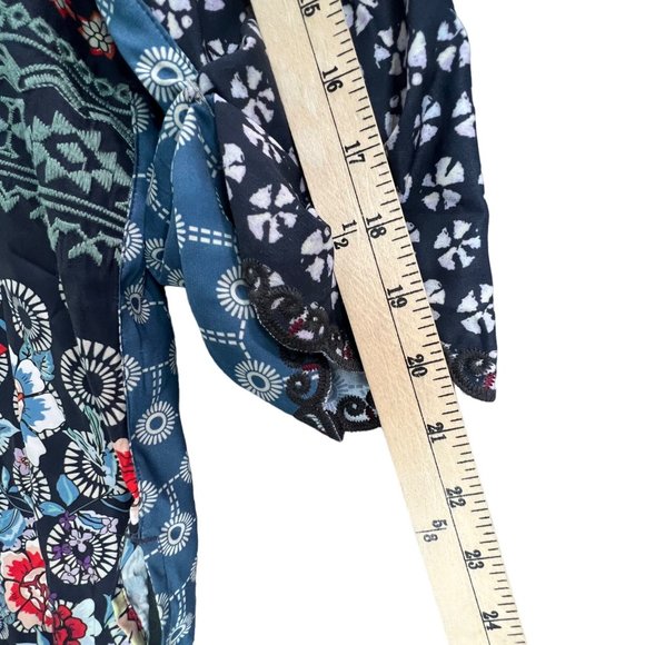 John Mark Womens Mixed Print Boxy Blouse Size XL Blue Red Patchwork Button Down - Picture 8 of 13